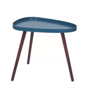 Sapphire Blue MDF and Brown Pine Wood Teardrop Table
