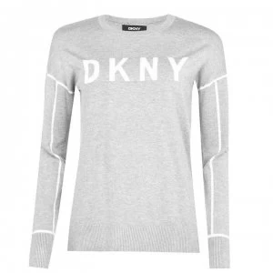 DKNY Logo Knit Jumper - Grey/Ivory