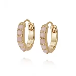 Beloved Pink Opal Huggie 18ct Gold Plated Earrings JE06_GP