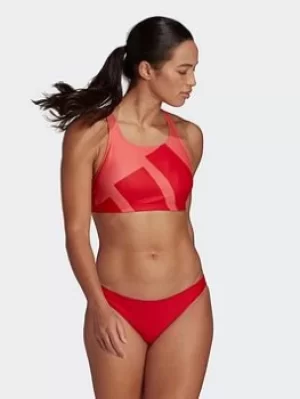 adidas Big Logo Graphic Bikini, Red, Size S, Women