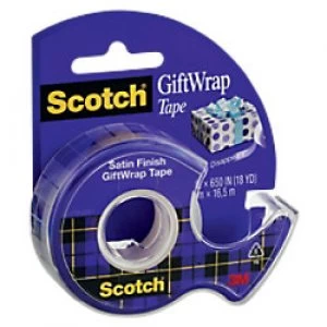 Scotch Gift Wrap Tape 19mm x 16.5m Satin Transparent with Dispenser