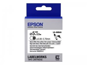 Epson Label Cartridge Heat Shrink Tube (HST) LK-4WBA5 Black/White D5mm