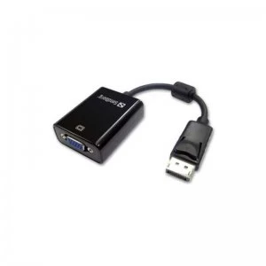 Sandberg DisplayPort Male to VGA Female Converter cable 20cm, Black, 5 Year Warranty