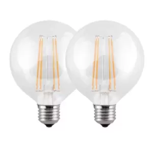 8 Watts G95 E27 LED Bulb Clear Globe Warm White Dimmable, Pack of 2