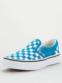 Vans Childrens Classic Slip-On Checkerboard - Blue White, Size 12