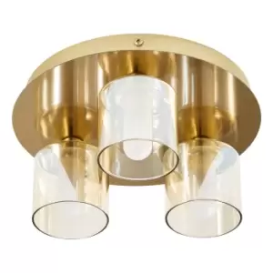 Spa Patras 3 Light Ceiling Light Champagne Glass and Satin Brass