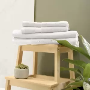 The Linen Yard - Loft Combed Cotton 4 Piece Hand/Bath Towel Set White - White