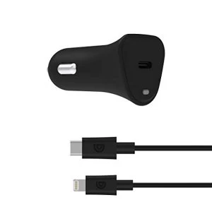 Griffin PowerJolt USB-C PD 18W Car Charger with USB-C to Lightning Cable - Black