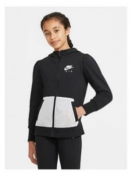 Nike Girls Nsw Air French Terry Full Zip Hoodie - Black/White