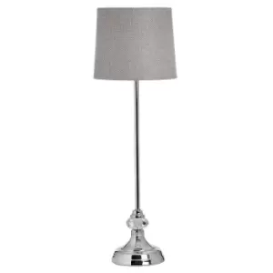 Chrome Stick Table Lamp with Grey Shade