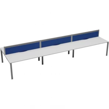 6 Person Double Bench Desk 1200X780MM Each - Silver/White