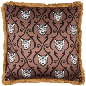 Lupita Abstract Tiger Damask Cushion Cover, Caramel/Gold, 50 x 50 Cm - Paoletti