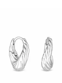 Inicio Silver Plated Recycled Textured Wave Hoop Earrings Gift Pouch
