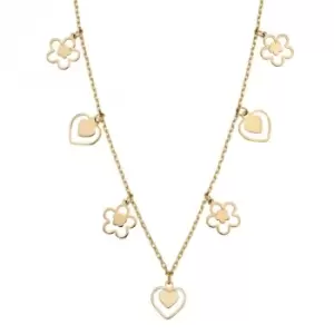 9ct Yellow Gold Heart and Flower Charm Necklace GN363