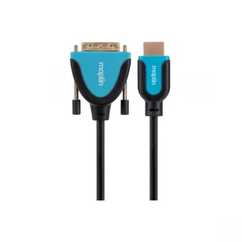 Maplin Premium HDMI to DVI-D Cable - Black, 3m