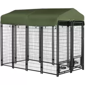 PawHut Outdoor Dog Kennel w/ Weather-Resistant Cover, 244 x 122 x 183cm - Green - Green