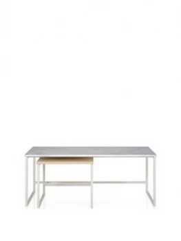 Cosmoliving Scarlett Nesting Coffee And Lamp Tables- White Marble Effect
