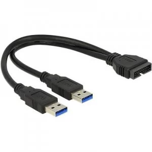 Delock USB 3.0 Adapter [2x USB 3.2 1st Gen connector A (USB 3.0) - 1x USB 3.2 1st Gen connector internal 19-pin (USB 3.0)] 83910