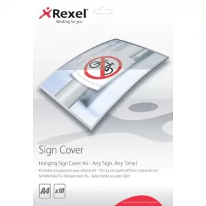 Rexel 2104249 Signmaker Self Adhesive Sign Covers A4 Pack of 10