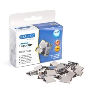 Rapesco Supaclip 60 Refill Clips Stainless Steel Pack of 100 for use in a Rapesco Supaclip 60 Dispenser