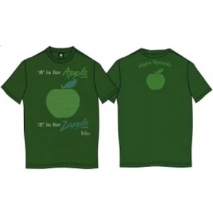 A is for Apple Mens Kelly Green Vintage Print T Shirt: Medium