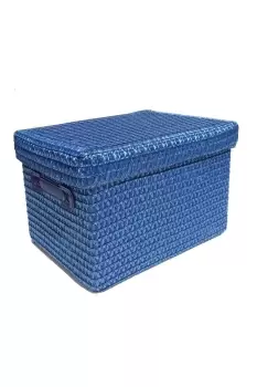 Coloured Polyester Storage Basket Organiser With Lid 38 x 30 x 24 cm