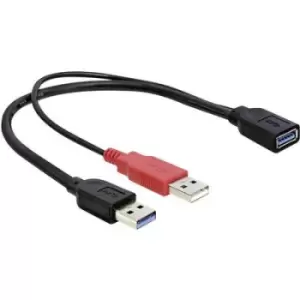 Delock USB cable USB 3.2 1st Gen (USB 3.0 / USB 3.1 1st Gen) USB-A plug, USB-A socket 0.30 m Black gold plated connectors, UL-approved 83176