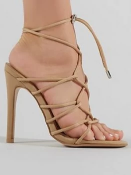 Public Desire Savvy Ankle Tie Heeled Sandals - Nude