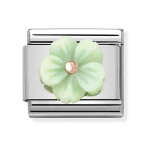 Nomination CLASSIC Rose Gold Symbols Green Mother of Pearl Flower...