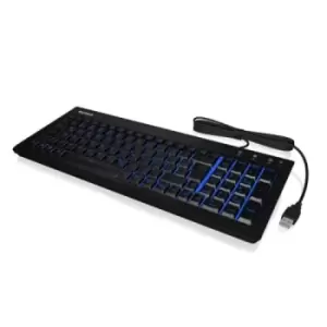 Keysonic Compact Soft-Touch Gaming Keyboard USB Blue LED Backlit Anti-Ghosting Quiet Keys