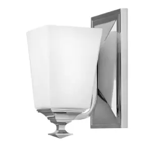 IP44 Wall Light Tapered Square Etched Glass Shade Polished Chrome LED G9 3.5W