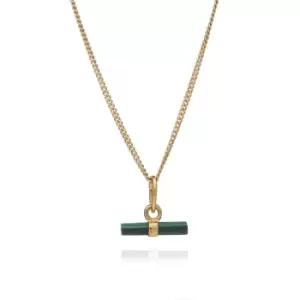 Rachel Jackson London Gold Plated Malachite Mini T-Bar Necklace