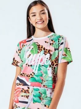Hype Cherry Jaguar Crop Short Sleeve T-Shirt, Leopard, Size Age: 15 Years, Women