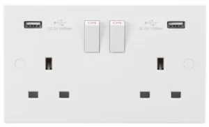 KnightsBridge 13A 2G Switched Socket with Dual USB Charger 5V DC 3.1A