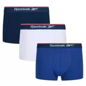 Reebok 3 Pack Logo Trunks Mens - Blue