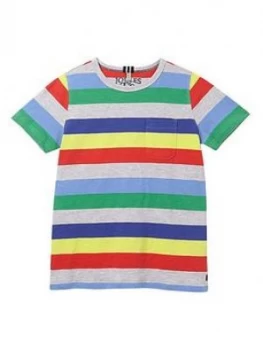 Joules Boys Caspian Stripe T-Shirt - Grey, Size 9-10 Years