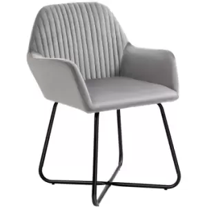 Homcom - Modern Accent Chair Velvet-Feel Upholstered Lounge Armchair Grey - Grey