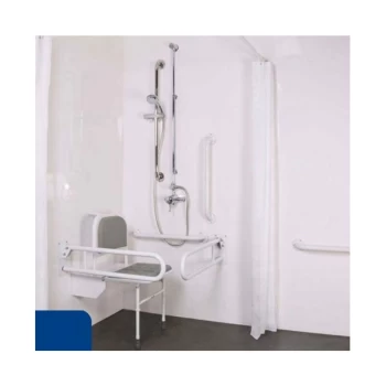 Nymas - NymaPRO Doc M Shower Pack White with Exposed Valves and Dark Blue Rails