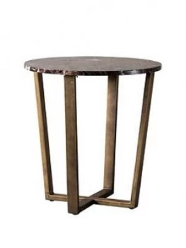 Hudson Living Emperor Marble Round Side Table - Brown