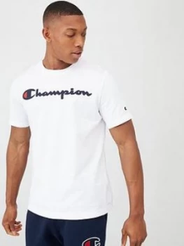 Champion Logo Crew Neck T-Shirt - White, Size S, Men