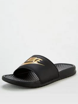 Nike Benassi Just Do It Slides - Black/Gold, Size 9, Men