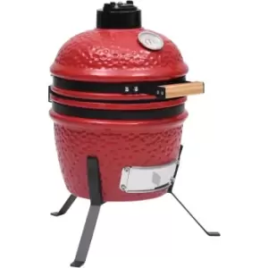 2-in-1 Kamado Barbecue Grill Smoker Ceramic 56cm Red Vidaxl Red