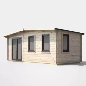 Power 10' x 18' Chalet Log Cabin- Left Side Double Door