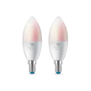 4LITE WiZ Connected C37 Candle Dimmable Multicolour LED Smart Bulb - E14 Small S