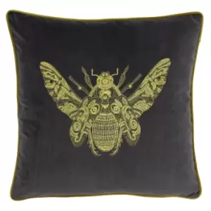 Paoletti Cerana Charcoal Bee Velvet Cushion Charcoal