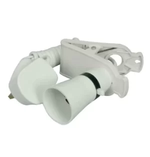 Mercury Clip On Switched Lamp Holder Lampholder B22 UK Plug White 1.8m flex