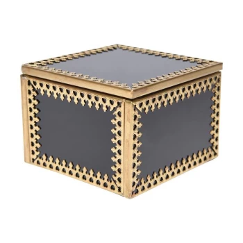 Biba Mini Square Jewellery Trinket Box - Black Gold