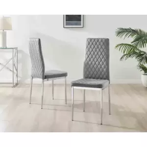 Furniture Box 6X Milan Kitchen Dining Chair Grey Velvet Silver Legs