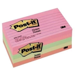 Post-it 76 x 127mm Sticky Notes Lined Assorted 5 x 100 Sheets - Cape Town Collection