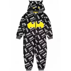 Batman Boys Fluffy All-in-One Nightwear (10-11 Years) (Black/Grey/Yellow)